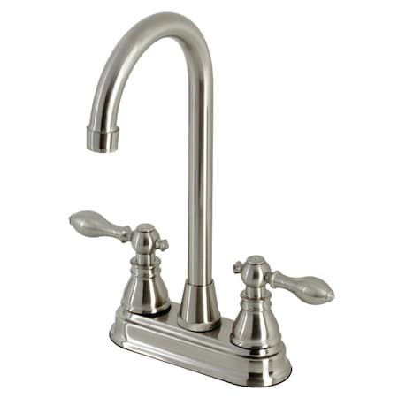 Kingston Brass KB498ACL Two-Handle High-Arc Bar Faucet, Brushed Nickel KB498ACL